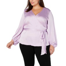 INC International Concepts Women’s Plus Size Belted Blouson-Sleeve Pullover Blouse Tops