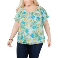 INC International Concepts Women’s Plus Size Cold-Shoulder Blouse Shirt Tops