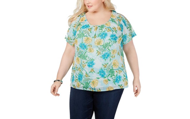  Women’s Plus Size Cold-Shoulder Blouse Shirt Tops