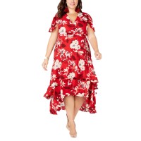 INC International Concepts Women's Plus Size Flutter-Sleeve Maxi Dress, Red, 20W