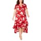  Women's Plus Size Flutter-Sleeve Maxi Dress, Red, 20W