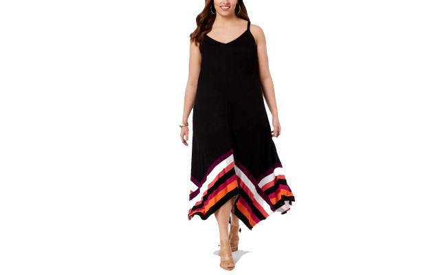  Women’s Plus Size Handkerchief-Hem Maxi Dress