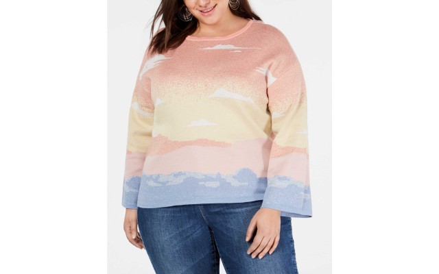  Women's Plus Size Intarsia Pullover Sweaters