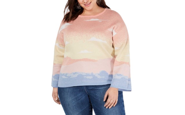  Women's Plus Size Intarsia Pullover Sweaters