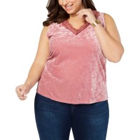 INC International Concepts Women’s Plus Size Lace & Velvet Tank Blouse T-Shirt Tops