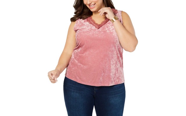  Women’s Plus Size Lace & Velvet Tank Blouse T-Shirt Tops