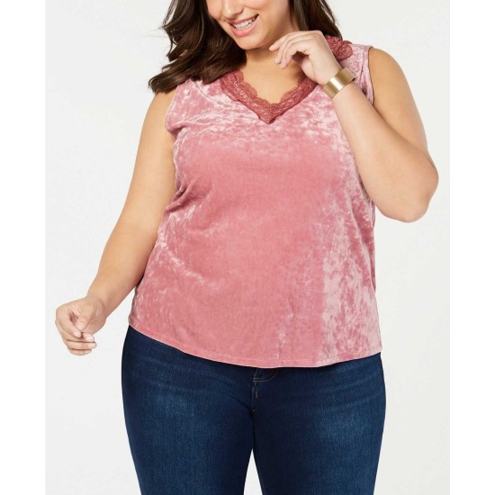  Women’s Plus Size Lace & Velvet Tank Blouse T-Shirt Tops