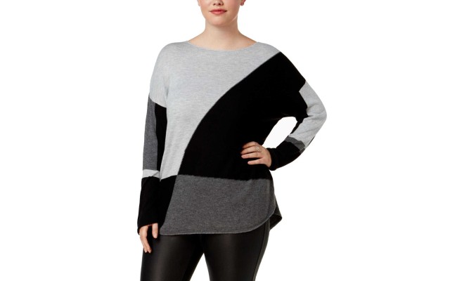  Women's Plus Size Long-Sleeve High-Low Sweaters