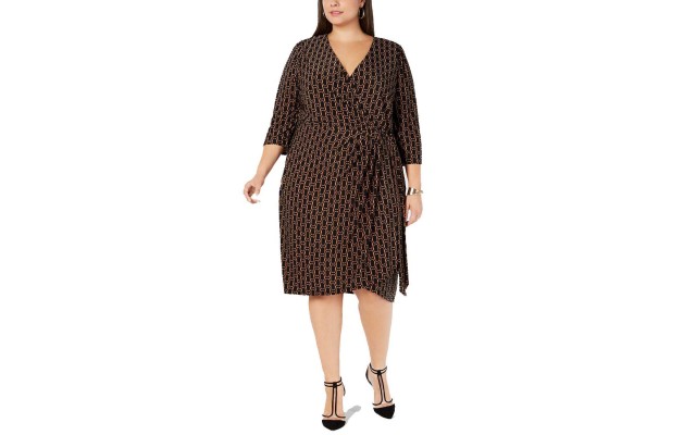  Women’s Plus Size Printed Faux-Wrap Dresses