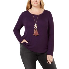 INC International Concepts Women’s Plus Size Ribbed Shirttail Pullover Blouse Tops