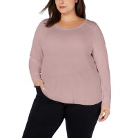 INC International Concepts Women’s Plus Size Ribbed Shirttail Pullover Blouse Tops