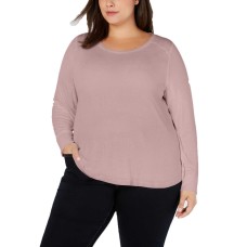 INC International Concepts Women’s Plus Size Ribbed Shirttail Pullover Blouse Tops