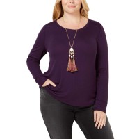 INC International Concepts Women’s Plus Size Ribbed Shirttail Pullover Blouse Tops