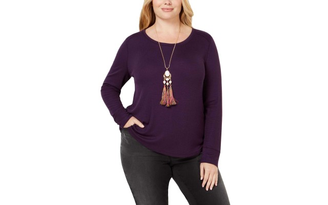  Women’s Plus Size Ribbed Shirttail Pullover Blouse Tops