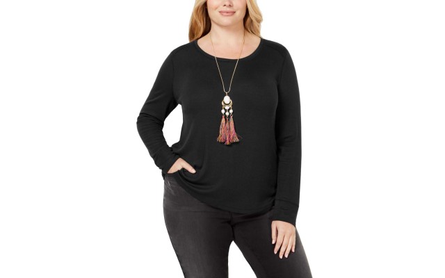  Women’s Plus Size Ribbed Shirttail Pullover Blouse Tops