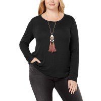 INC International Concepts Women’s Plus Size Ribbed Shirttail Pullover Blouse Tops