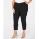  Women’s Plus Size Ruched-Hem Cropped Pants (Black, 26W)