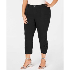 INC International Concepts Women’s Plus Size Ruched-Hem Cropped Pants (Black, 26W)