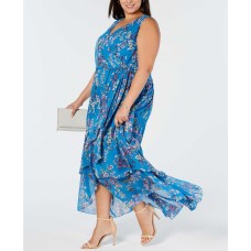 INC International Concepts Women's Plus Size Ruffle-Trim Wrap Maxi Dress