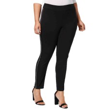 INC International Concepts Women’s Plus Size Satin-Stripe Skinny Pants