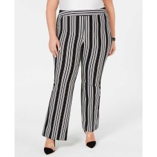 INC International Concepts Women's Plus Size Striped Ponte-Knit Boot-Cut Pants
