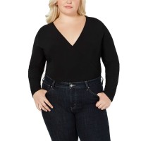 INC International Concepts Women's Plus Size Surplice Long-Sleeve Bodysuits Tops