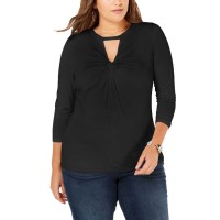 INC International Concepts Women’s Plus Size Twist-Front Blouse Pullover Shirt Tops