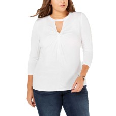 INC International Concepts Women’s Plus Size Twist-Front Blouse Pullover Shirt Tops