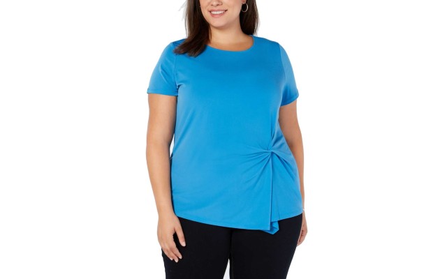  Women’s Plus Size Twisted Asymmetrical Pullover Blouse Tops