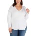  Women's Plus Size V-Neck Curved-Hem Blşouse Top T-Shirts
