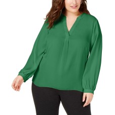 INC International Concepts Women’s Plus Size V-Neck Woven Knit Blouse Shirt Tops