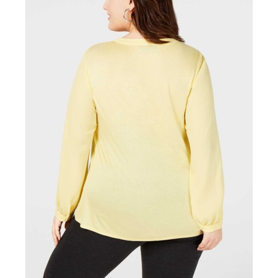  Women’s Plus Size V-Neck Woven Knit Blouse Shirt Tops