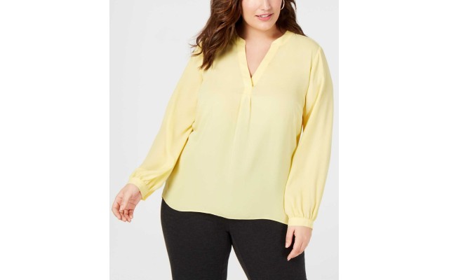  Women’s Plus Size V-Neck Woven Knit Blouse Shirt Tops