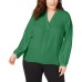  Women’s Plus Size V-Neck Woven Knit Blouse Shirt Tops