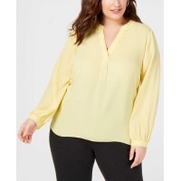 INC International Concepts Women’s Plus Size V-Neck Woven Knit Blouse Shirt Tops