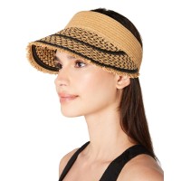 INC International Concepts Women’s Printed Tweed Stripe Frayed Edge Visor, Black