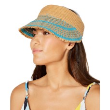 INC International Concepts Women’s Printed Tweed Stripe Frayed Edge Visor, Turquoise
