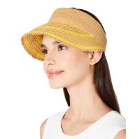 INC International Concepts Womens  Printed Tweed Stripe Frayed Edge Visor (Yellow)