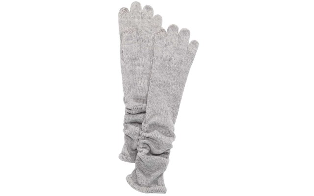  Women's Ruched Long Gloves, Grey