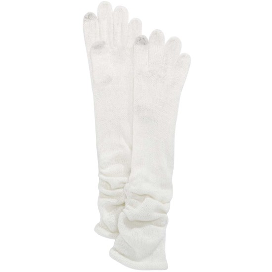  Women's Ruched Long Gloves, Ivory