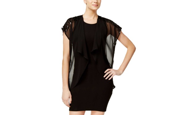  Womens Sequins Kimono Sweater (Black, One Size)
