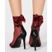  Women’s  Sheer Bow-Back Anklet Fashion Socks (Wine)