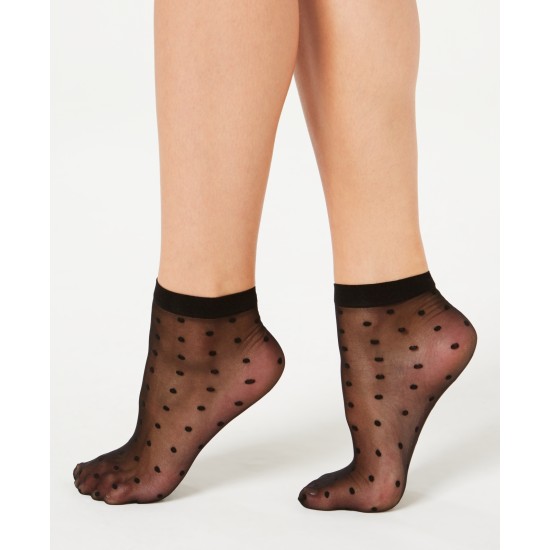  Women’s Sheer Dot Anklet Socks (Black)