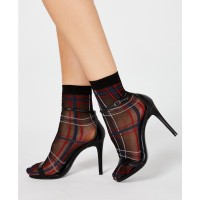 INC International Concepts Women’s Sheer Plaid Anklet Socks