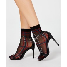 INC International Concepts Women’s Sheer Plaid Anklet Socks