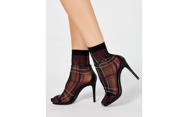  Women’s Sheer Plaid Anklet Socks