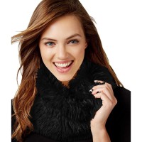 INC International Concepts Women’s Solid Shaggy Faux Fur Cowl, Black