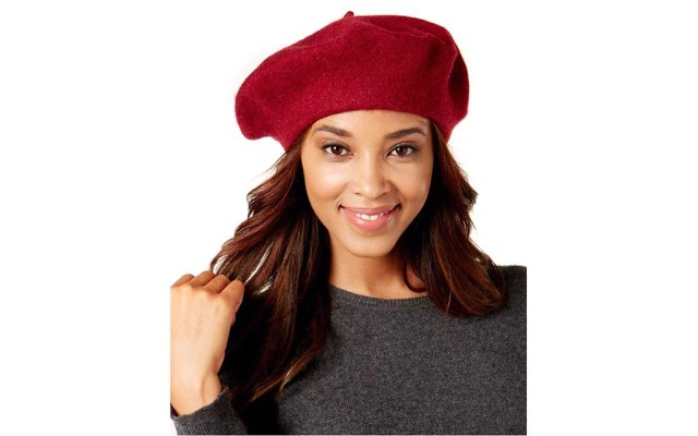  Women's Solid Wool Berets, wine