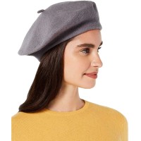 INC International Concepts Women's Solid Wool Berets, Drak Gray