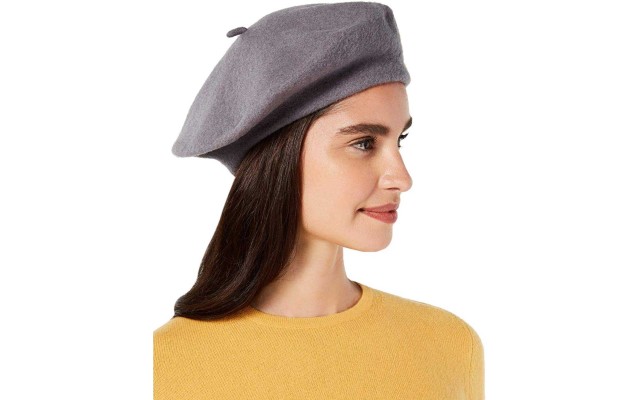  Women's Solid Wool Berets, Drak Gray